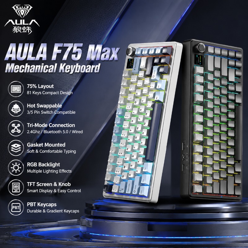 Teclado Mecânico AULA F75 Max, - Gaming Keyboard Nearby avaliação e preço