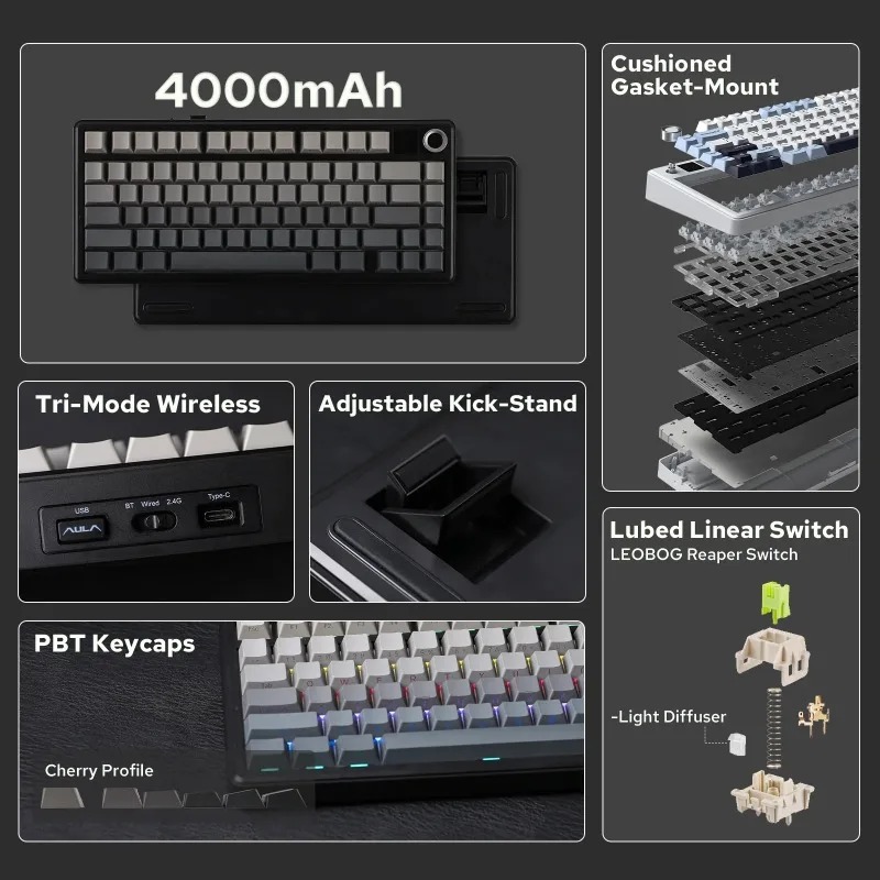 Teclado Mecânico AULA F75 Max, - Gaming Keyboard Nearby avaliação e preço