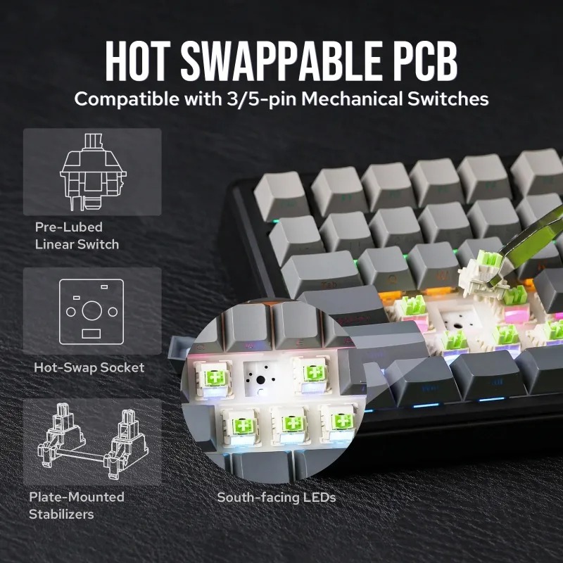 Teclado Mecânico AULA F75 Max, - Gaming Keyboard Nearby avaliação e preço